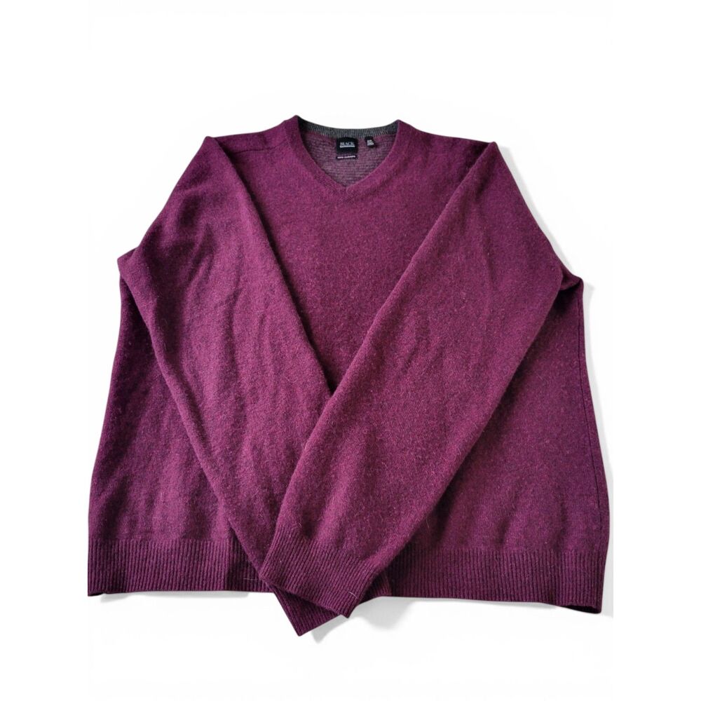 BLACK by Saks Fifth Avenue 100% Cashmere V-Neck Sweater Medium Berry Purple SOFT